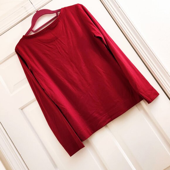 Sunset Rd M Red Black Lace Clear Sequins Design Top Blouse Long Sleeve sz M - Picture 7 of 11